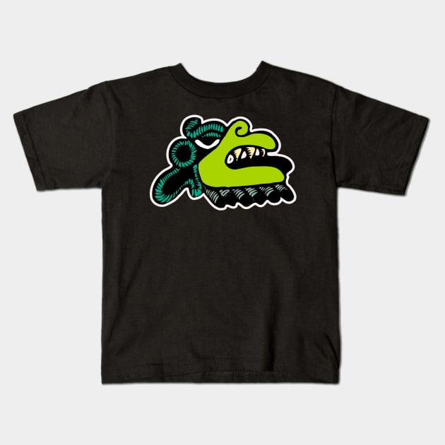 The Aztec bird monster head Kids T-Shirt by stephenignacio